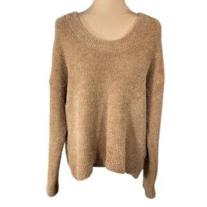 Stars Above Fuzzy Pullover Tan XL Extra Large Scoop Neck Soft